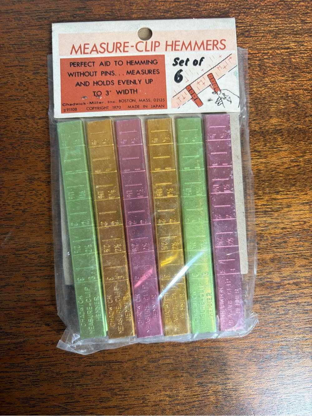 Vintage Chadwick Measure-Clip Hemmers - Set of 6 Sewing Hem Clips